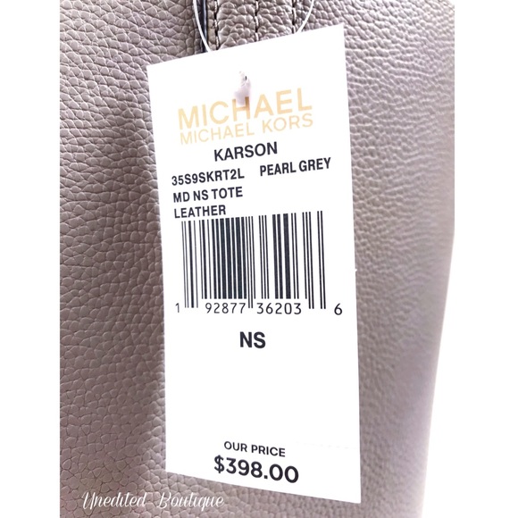 MICHAEL KORS Karson Pearl Grey Leather Tote Bag - Picture 9 of 10